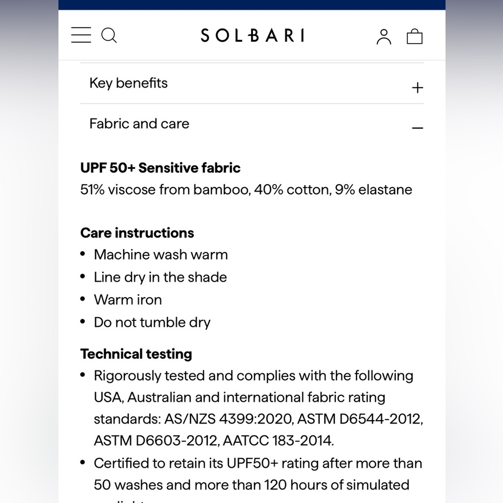 Solbari Men’s Sun Protective UPF50+ Blue Long Sleeve Activewear Shirt Size XXL - Picture 9 of 9